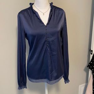 Brand new navy silk blouse.